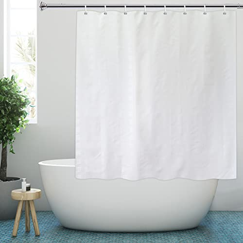 YISURE Duschvorhang Kurz schmal für das Badezimmer, Weiß Geometrisches Polyester Kürzere Länge Duschvorhang mit Metalltüllen Schimmelresistente waschbar, Breite 150 x Höhe 150cm