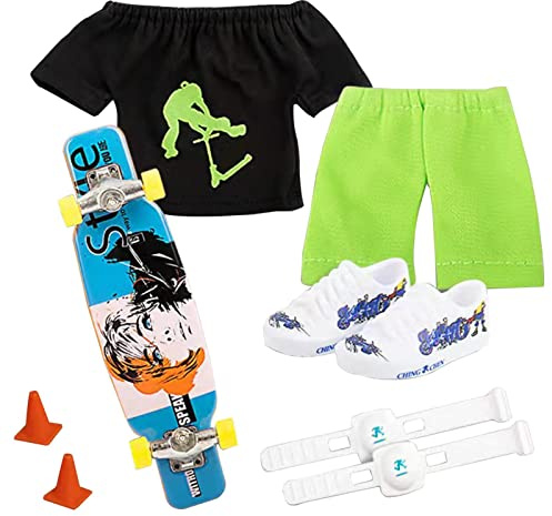 Moageme Finger Toy Set, Finger Skateboard Set Finger Interactive Toy With Finger Tops, Finger Pants, Finger Shoes, For Kids For Teen Adult Favor