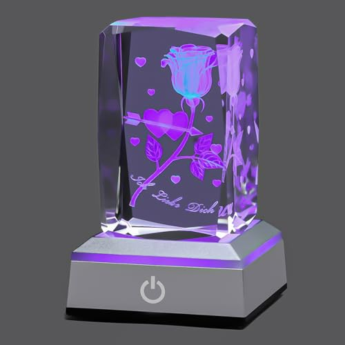YANFEYHA 3D CupidRose Kristall Mehrfarben-Nachtlicht Ich liebe dich Decolamp,Weihnachtsgeschenke für Frau sie Freundin Mama, einzigartige Valentinstag Jahrestag Geburtstagsgeschenkideen