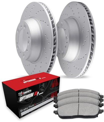 R1 Concepts Rear Brakes and Rotors Kit |Rear Brake Pads| Brake Rotors and Pads| Optimum OEp Brake Pads and Rotors|fits 2010-2017 Jaguar XF, XFR, XFR-S, XJ, XJR, XKR, XKR-S