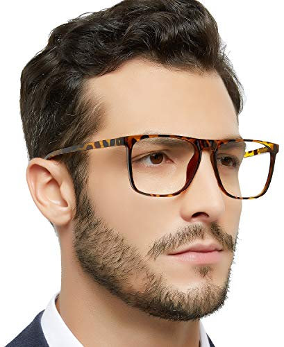 OCCI CHIARI Men's Blue Light Blocking Reading Glasses 1.5 Extra Readers Glasses for Men Magnifying Glasses Spring Hinge(Yellow Tortoiseshell,150)