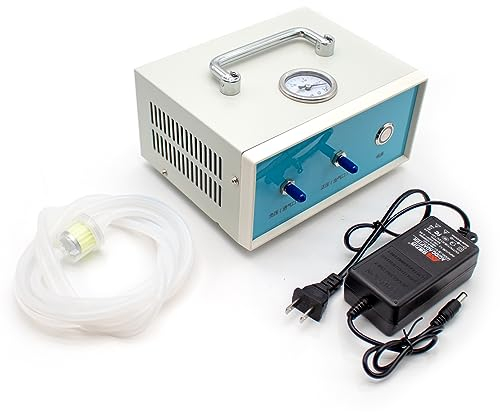 Toplionace Mini Bomba de Vacío de Diafragma Sin Aceite, Bomba de Filtro de Succión Pequeña Eléctrica de Laboratorio -80kpa 10L/min Bomba de Muestreo Interfaz de 6mm