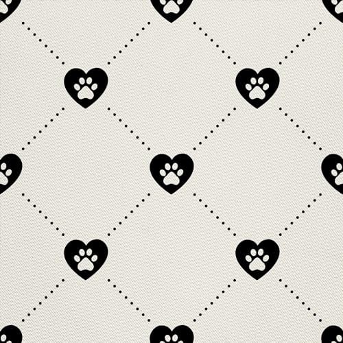 HEKO PANELS Stoff Oxford Meterware Canvas-Stoff Polyester Zum Nähen Nähstoffe Möbelstoffe Dekostoffe Handwerken Wasserabweisend Pfoten Kariert 1 Meter 155 x 100 cm, DX034