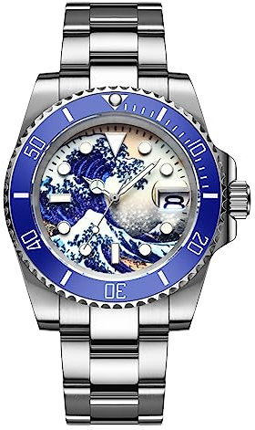 ADDIESDIVE Sterile Automatic Diver Watch for Men Surf Dial Stainless Steel Bracelet MY-H3-2, Blue