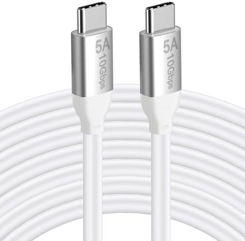 Grtoeud USB C to USB C 3.1 Cable 10FT, 10Gbps USB 3.1 Gen 2 Cable, 4K@60Hz Monitor Cord and 100W Fast Charging with E-Mark for Thunderbolt 3/4, MacBook Pro/Air,iPad Pro,Oculus, SSD,Galaxy S23(White)