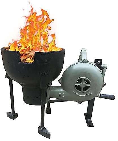 Simond Store Blacksmith's Forge Foundry Furnace with Hand Blower for Knife Making Blacksmithing Forging Tools Equipment - Vintage Style Coal Forge Furnace with Pedal Type Handle