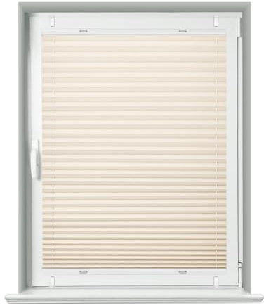 Allesin Plissee ohne Bohren Klemmfix, Creme 70x100 cm(BxH), Plisseerollo Sicht-und Sonnenschutz, Easyfix Faltrollo mit Klemmträger, Jalousie für Fenster & Tür