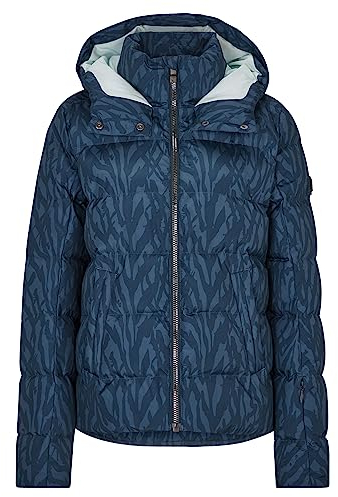 Ziener Damen TUSJA Ski-Jacke/Winter-Jacke | warm, atmungsaktiv, wasserdicht, leaves navy print, 34