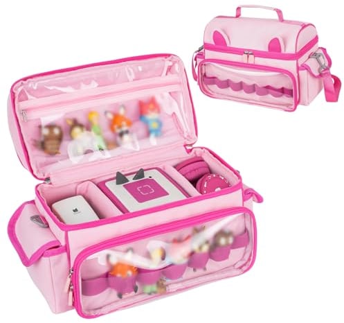 Jaffzora Carrying Case Compatible with Toniebox Starter Set,Cute Storage Bag for Tonies Figures Characters,Tonies Headphones & Accessories, Pink(Bag Only)