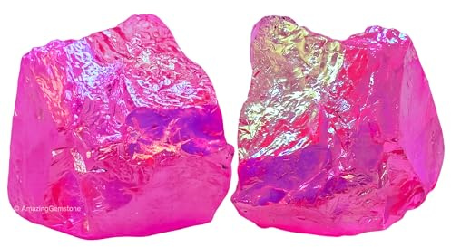 Amazing Gemstone Cristaux bruts et pierres de guérison, roches naturelles pour tumbling et bricolage (2 pièces), 2 Pieces, Quartz Aura Rose