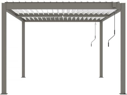 Habitat et Jardin Pergola bioclimatique avec LED Windsor Premium en Aluminium 3 x 4 - Taupe