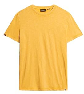 Superdry Herren Kurzärmeliges T-Shirt aus Flammgarn mit Rundhalsausschnitt Wüste Ocker Gelb XL