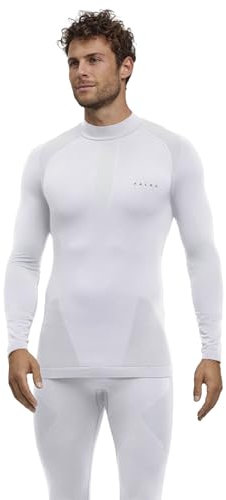 FALKE Herren Baselayer-Shirt Warm Turtleneck M L/s Sh Funktionsmaterial schnelltrocknend 1 Stück, Weiß White 2860, S