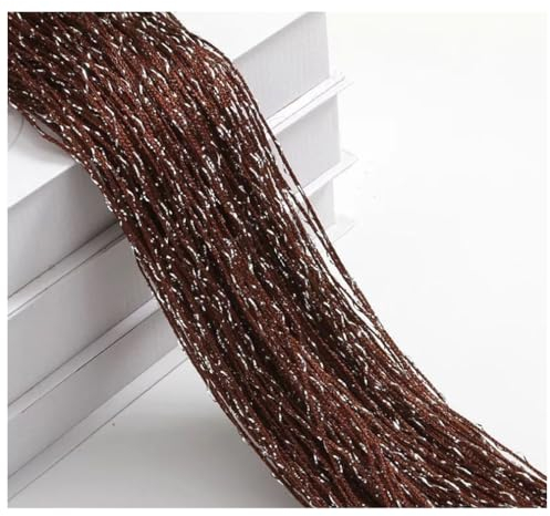 Wisafory Fadenvorhang Fadengardine Glitzer Fadenvorhänge Fliegenvorhang Raumteiler Fliegenschutz Fransen Vorhang Fadenvorhang Dekoration für Tür, Fenster, Zuhause 100 x 200cm Dunkel Kaffee