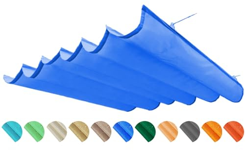 LXBAMKEA Retractable Wave Sun Shade Sail, Outdoor Pergola Canopy Cover, Waterproof Sun Protection Replacement Cover With Mounting Kit, Porch Terrace Garden Yard Wave Awning