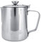 VOBOR Milch Pitcher,Edelstahl Kanne mit Deckel, Handheld Milchkännchen Edelstahl, Aufschäumbecher mit Anti Tropf Düsen und Griff Milchkanne für Espresso,Cappuccino,Latte,Barista (350ML)