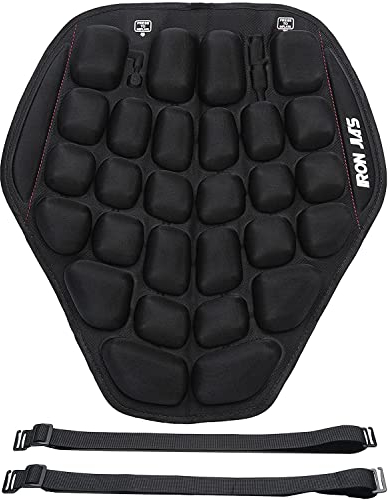 Grapelet Motorrad Sitzkissen Druckentlastung Handpresse Aufblasbares Motorrad Pneumatisches Sitzkissen Stoßdämpfung Sitzschutz Bequem für Lange Fahrten(Lycra)