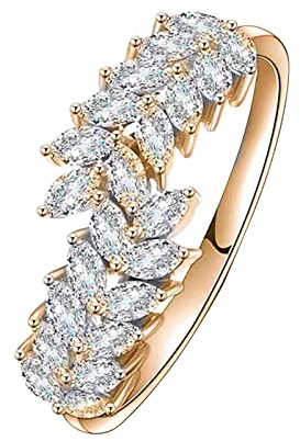 Hochzeit Verlobung Schmuck Geschenke Olive Leaf Diamond vielseitiger Ring Schmuck Geburtstag Vorschlag Geschenk Braut Verlobungsfeier Ring ene Ringe Herren (B, One Size)