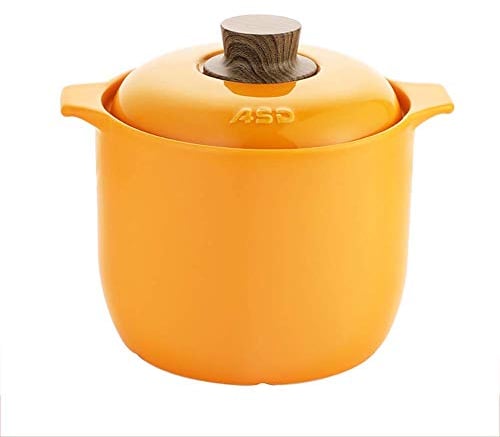 Keramik-Auflaufform mit großer Kapazität, hitzebeständiger Topf mit zwei Griffen, langsames Garen und Köcheln, nicht haftender Steingut-Tontopf, Gelb, 4,8 l