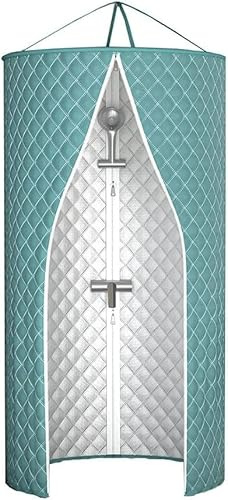 Suixtil Runder verdickter Baumwoll-Duschvorhang wasserdichte Badezimmer-Duschvorhänge, Polyester hängende isolierte Doppel-Reißverschluss-Duschvorhänge(100X200CM)