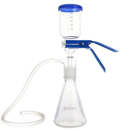 Laboratory Vacuum Filtration Apparatus,Borosilicate Glass Filter Kit with 300ml Graduated Funnel & Filtering Flask,Chemistry Lab Glassware Kit for School Educational Lab(Size:500ml,Color:Glass)