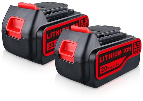 2PACK 18V 5.5Ah Li-ion Battery Replacement for Black+Decker 18V battery Compatible with Black+Decker battery 18V BL2018 BL2018-XJ BL1518 BL4018 LB20 LBX20 LBXR20 LBXR2020-OPE LBXR20B-2 LB2X4020