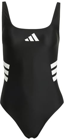 adidas Femme 3 Stripes U-Back Swimsuit, Black/White, 46