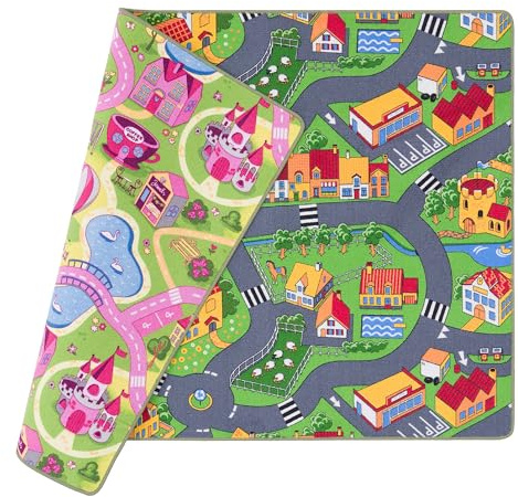 Pergamon Straßenteppich Beidseitig Kinder Spielteppiche für Kinderzimmer und Spielzimmer