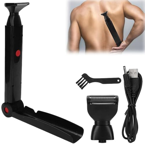 GAOUTO Rückenrasierer Herren, Elektrischer Rückenrasierer für Männer,Herren-Body Trimmer Herren für Langer Griff,Herren-Rückenrasierer Körpertrimmer Elektrischer Body Groomer Gesichts, Arm,Barttrimmer