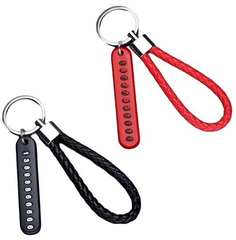 kitudaty 2PCS Braided Keychain, Car Keychain, Number Plate Keychain, Key Fob Hanging Ornament Business Gift for Men and Women Car Home Office Keys