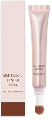 Flüssiges Lipgloss, Lipgloss Matt Wasserfest Langlebiges Wasserdichtes Mattes Lippentönungs, Glitzer Flüssiger Lippenstift Lip Gloss Für Mädchen Damen Geburtstag Geschenk (Braun)