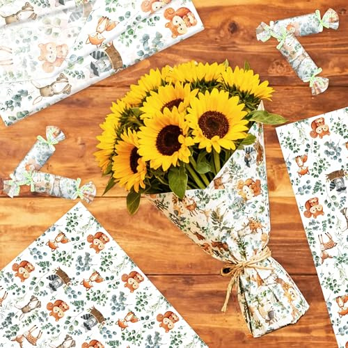 Waldtier Seidenpapier 50X35cm Waldtier Geschenkpapier für DIY | 50 Blatt Waldtier Seidenpapier 50X35cm Waldtier Geschenkpapier für DIY Kunsthandwerk Babyparty Geburtstag 14 x 20 Zoll