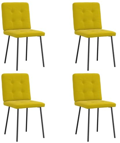 HETFTJN Esszimmerstühle 4er Set Gelb Samt Metallbeine 45x54x83 cm Dining Chair mit Holzrahmen Bequeme Küchenstühle for Esszimmer Wohnzimmer Büro