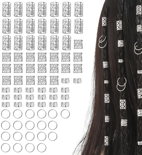 Gioielli Dreadlocks Trecce Clip, 80 accessori per capelli in Argento per trecce, Dreadlock Perline Clip a Spirale,Capelli Treccia,Accessori Decorazione,Per Uomini e Donne