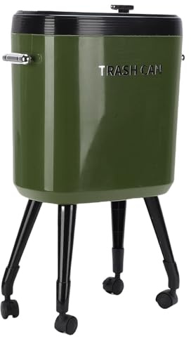 Luocute Poubelle Haute, Poubelle étroite de Grande capacité de 15 L avec Pieds à Roulettes et Couvercle Coulissant, Corbeille à Déchets Mince pour Cuisine, Salle de Bain, Salon, Bureau (GREEN)