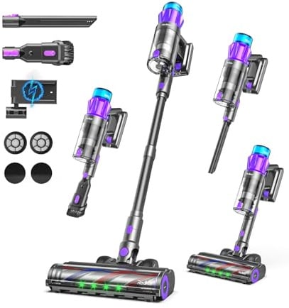 Redkey P9 Pro Aspirapolvere Senza Fili 68KPa/650W/80Min, Scopa Elettrica Senza Fili Potente Verticale con Antigroviglio, Display LED, Aspirapolvere per Animali/Pavimenti/Tappeti/Auto/Capelli