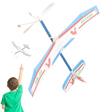 Genérico Airplane with Rubber Band, Wooden Elastic Glider Plane with Launcher, Foam Flywheel, Outdoor Sport, Fun Activity for Camping in the Garden Pair
