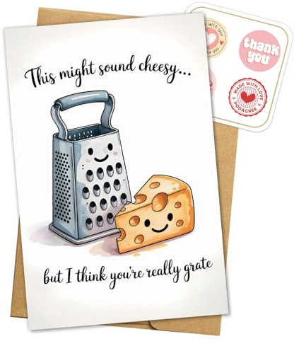 This Might Sound Cheesy But I Think You're Really Grate Card Funny Cheese Grater Card Gifts for Partner Him Her Boyfriend Girlfriend Family Mom Dad Love Valentine's Day Lover Best Friend 5.3'' x 8