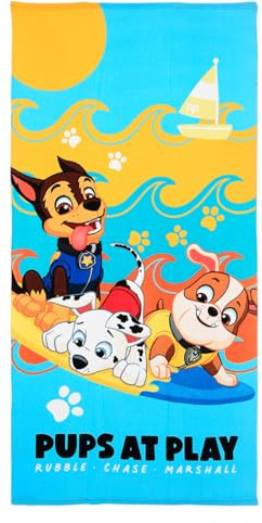 Paw Patrol Badetuch 70x140 cm, Kinder Strandtuch Handtuch Jungen Chase, 100% Baumwolle, großes Badehandtuch für Strand Pool Schwimmbad Urlaub (Paw Patrol Boys 1)