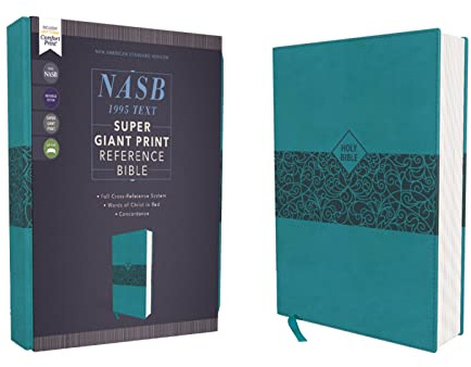 NASB, Super Giant Print Reference Bible (Font Size: 16.5-point), Leathersoft, Teal, Red Letter, 1995 Text, Comfort Print