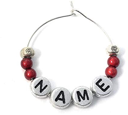 Libby's Market Place Personalised Name Glass Charm with Flowers on a Gift Card