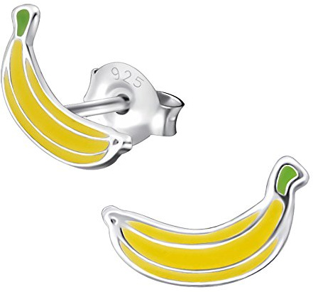 Laimons Mädchen Kids Kinder-Ohrstecker Ohrringe Kinderschmuck Banane Obst gelb grün aus Sterling Silber 925