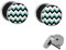 Treuheld® | Set - ZICK-Zack - 2 Ohrstecker zum Schrauben - TÜRKIS-Weiss-Schwarze Fake Plugs - Ø 10mm - Ohrringe Fakeplug mit Muster - Silber Ohrring - Chirurgenstahl Faketunnel