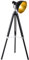 HOMCOM Industrial Floor Lamp for Living Room Tripod Spotlight Reading Lamp w/Wood Legs Metal Shade Adjustable Height Angle for Bedroom Home Office Black and Gold