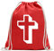 Kiwistar - Turnbeutel - rot - Kreuz - Fun Rucksack Sport Beutel Gymsack Baumwolle mit Ziehgurt