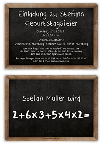 Kartenmachen.de Personalisierte 10-100x Einladungskarten runder Geburtstag 60 Jahre Geburtstagseinladungen - Rechenaufgabe