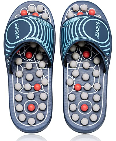 BYRIVER Masseur de Pieds de Réflexologie, Chaussons de Massage d'Acupression pour la Circulation, Soulagement de la Douleur aux Pieds, Cadeau pour Maman Papa (05M)