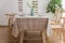 Lanqinglv Quaste Tischdecke 90x90 Beige Kariert Baumwolle und Leinen Tischtuch Couchtisch Tischdecke Quadratisch Abwaschbar Küchentischabdeckung für Speisetisch (90x90,Beige)