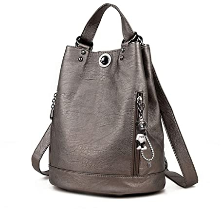 AINUOEY Damen Rucksack Taschen Frauen Elegant Tasche Stadtrucksack Rucksackhandtasche Vintage PU-Leder 76620 1-teilig set Kaffee