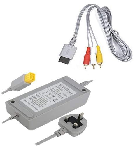 CHILDMORY AC Power Adapter Power Supply With AV Audio Video Cable Cord for Wii U Console System UK Plug
